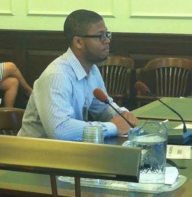 Jordan Thomas testifies before the New Jersey Legislature in 2014.