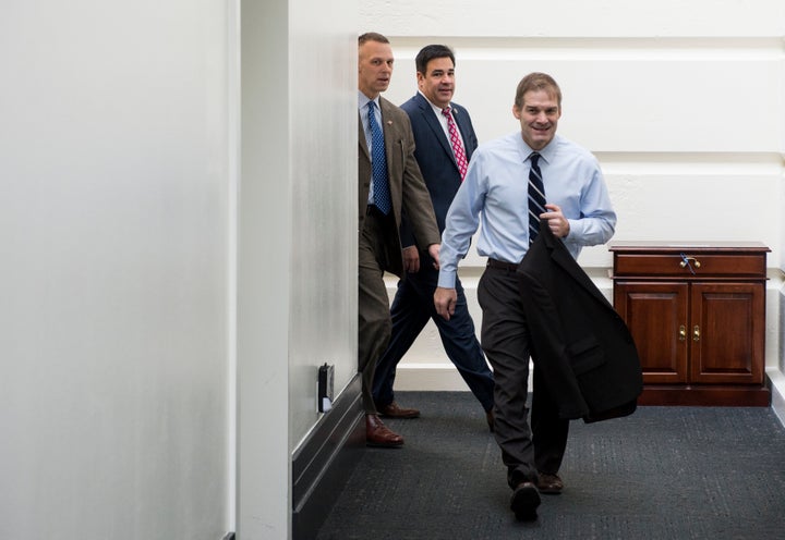 House Freedom Caucus Chairman Jim Jordan of Ohio, flanked here by HFC members Scott Perry of Pennsylvania and Raul Labrador of Idaho, was in attendance at a Heritage Foundation retreat for conservatives on Thursday.