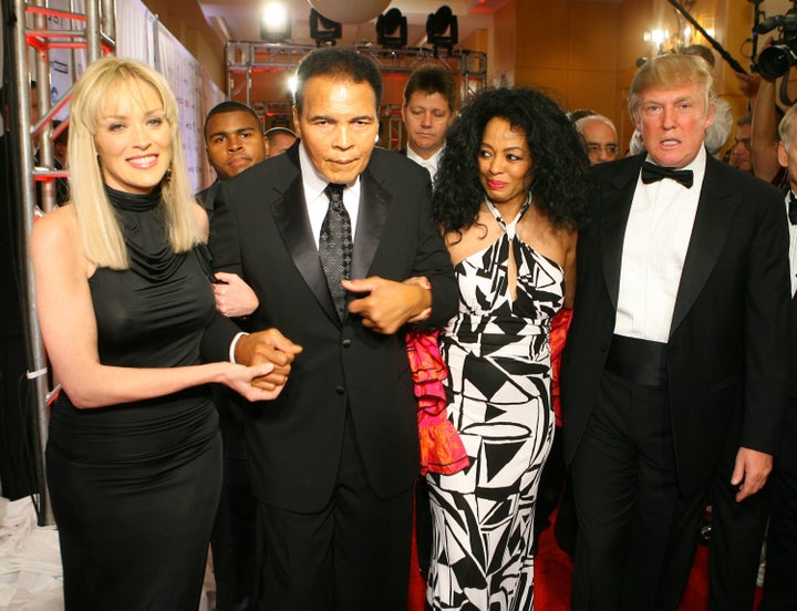 Sharon Stone, Muhammad Ali, Diana Ross and Donald Trump attend the Celebrity Fight Night Foundation's fundraiser in 2007.