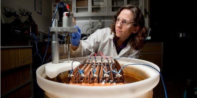 Berkeley-based engineering firm SimpleWater has developed a new way to remove arsenic from groundwater through the age-old rusting process. SimpleWater chief science officer Susan Amrose works in her lab.