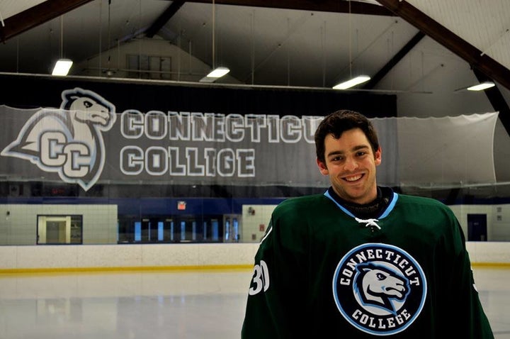 Tom Conlin, a senior on the Connecticut College hockey team, says he fully supports Green Dot, a program that can help prevent rape.