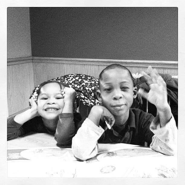 Harrell's children, Jeriyah and Jeremiah.