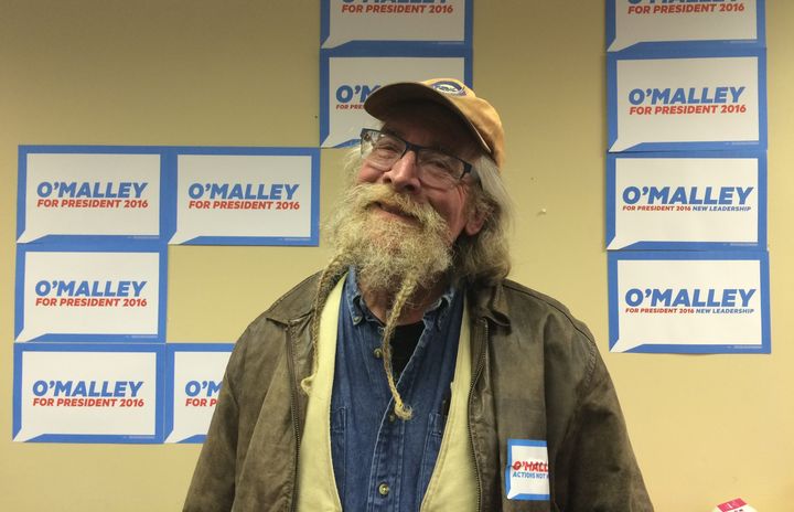 Ben Zacirij, a board member on a peace PAC, is all for Martin O'Malley for president. His wife spiffied up his beard with some braids.