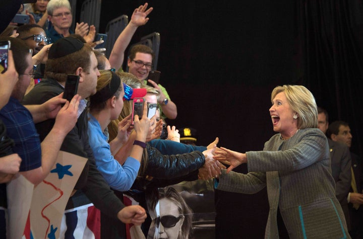 Hillary Clinton at a rally in Des Moines