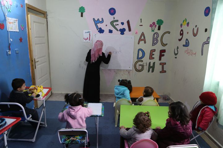 Children attend a nursery school for refugee children in Hatay, Turkey. Last December, the UN appealed to global leaders and businesses for the necessary funding to open up 1 million places in primary and secondary schools across Lebanon, Turkey and Jordan. 