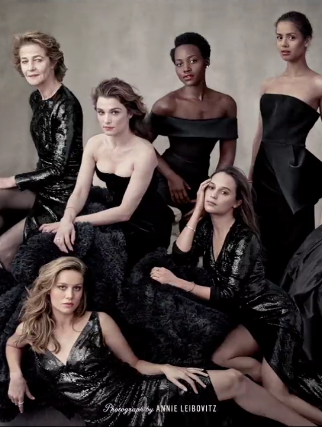 Brie Larson, Charlotte Rampling, Rachel Weisz, Lupita Nyong'o, Alicia Vikander and Gugu Mbatha-Raw on Vanity Fair's 2016