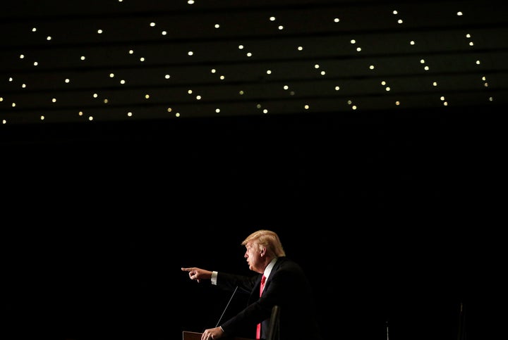 Republican presidential candidate Donald Trump speaks during a campaign event at the U.S. Cellular Convention Center on Monday in Cedar Rapids, Iowa.