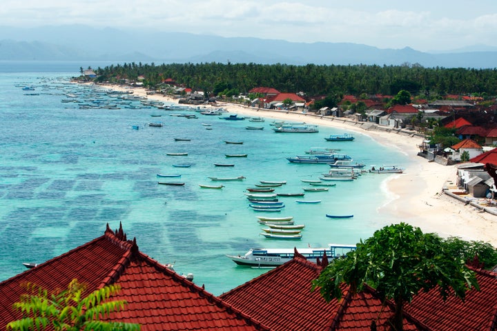 Seaweed patches fill the waters that surround the island's shores. The seaweed is harvested and sold.