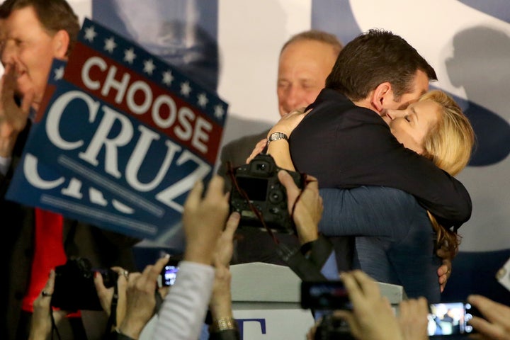 Sen. Ted Cruz hugs his wife, Heidi