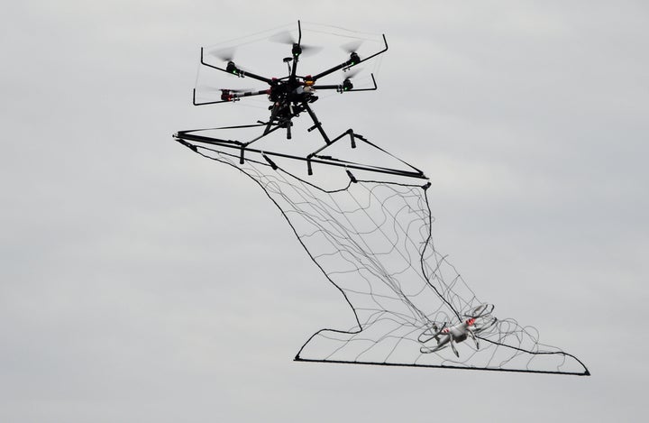 Police in Japan have also been using nets to snag rogue drones.