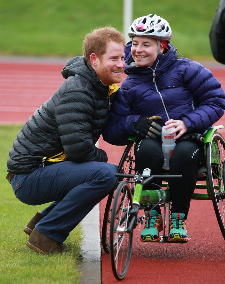 Prince Harry chats it up with Anna Pollock.