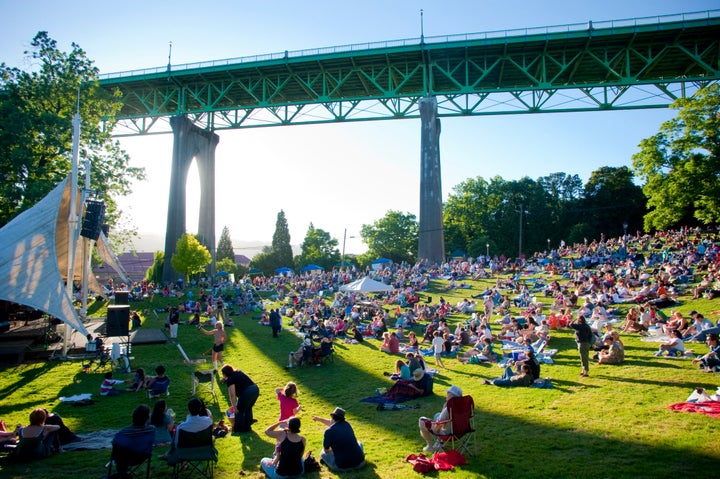 Festival in Cathedral Park, below the St. Johns Bridge in the St. Johns neighborhood of North Portland.