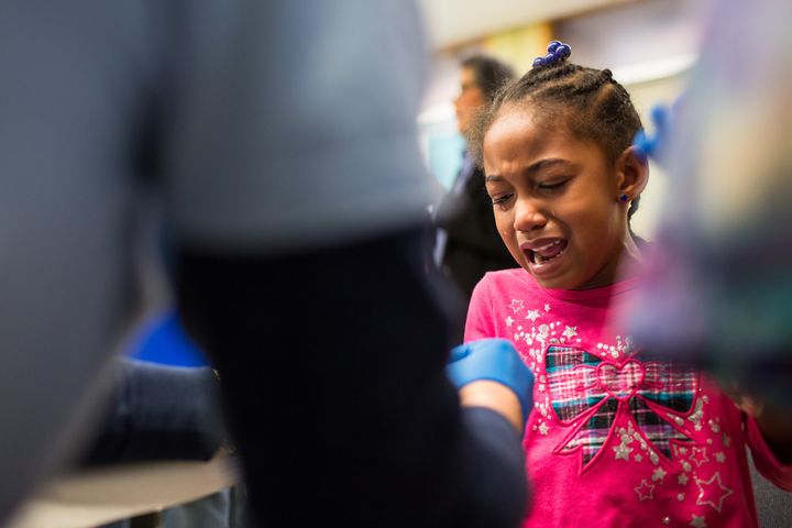 Five-year-old Morgan Walker is among the children aged six and younger to get free lead screenings in a Molina Healthcare-sponsored initiative since a state of emergency was declared in January for Flint over the water crisis.