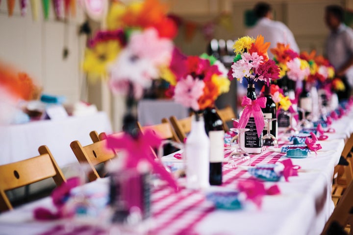 Their wedding was a colorful, handmade affair. 