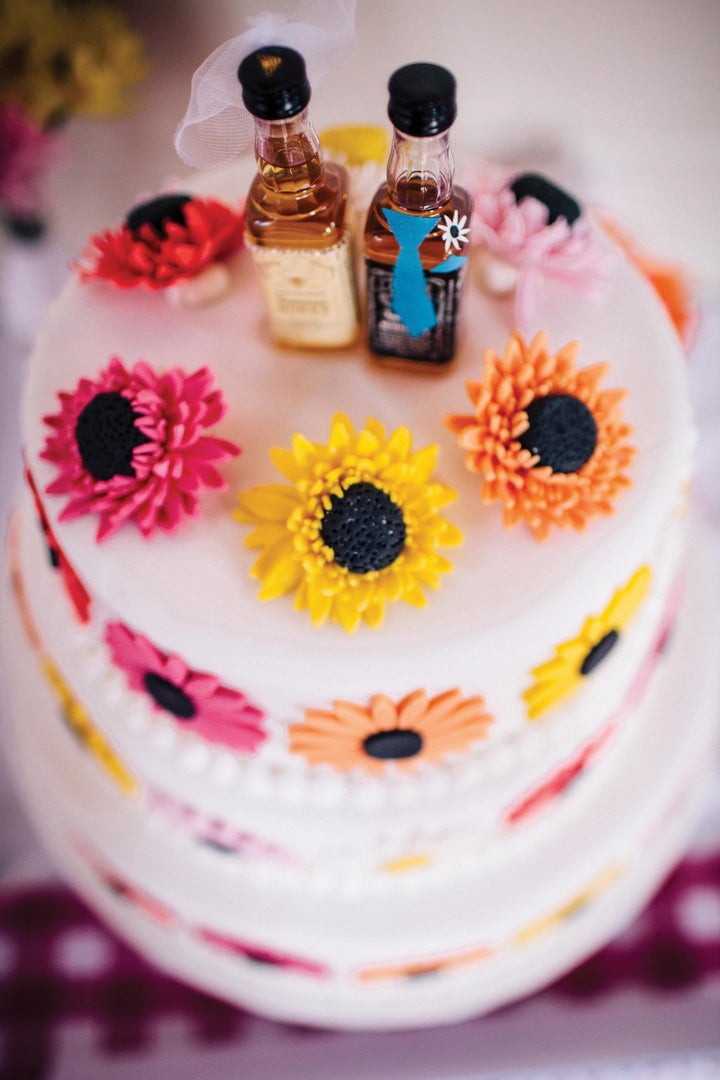 The bride even baked her own cake. 