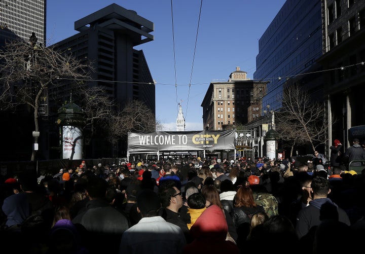 "Super Bowl City" has taken over a large part of downtown San Francisco -- and forced homeless residents to relocate.