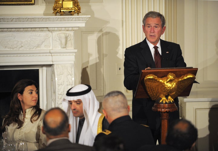 President George W. Bush speaks during an iftar dinner with ambassadors and Muslim leaders, Sept. 17, 2008.