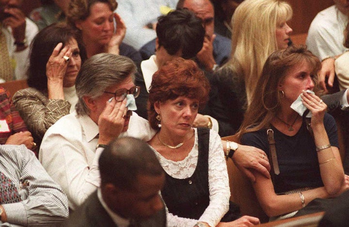 Family members of Nicole Brown Simpson and Ron Goldman on Sept. 26, 1995.