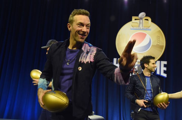 Musician Chris Martin of Coldplay speaks onstage at the Pepsi Super Bowl Halftime Press Conference on February 4, 2016 in San Francisco, California.