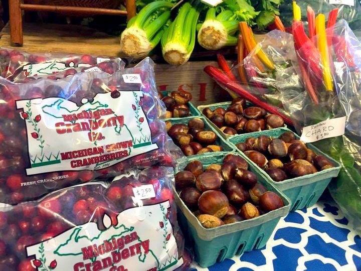 The Local Grocer's produce on display at a farmers' market last fall. The store, focused on local, fresh foods, opened up this month in downtown Flint.