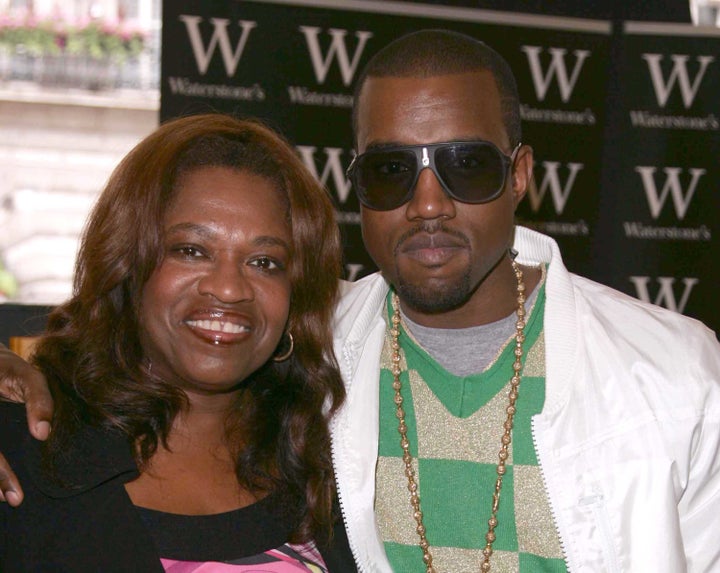 Kanye West poses with his mother Donda prior to signing copies of 'Raising Kanye: Life Lessons From The Mother Of A Hip-Hop Superstar' at Waterstones on June 30, 2007 in London. 