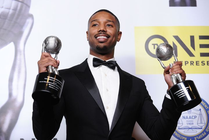 To say that actor Michael B. Jordan was happy with his two NAACP awards is an understatement.