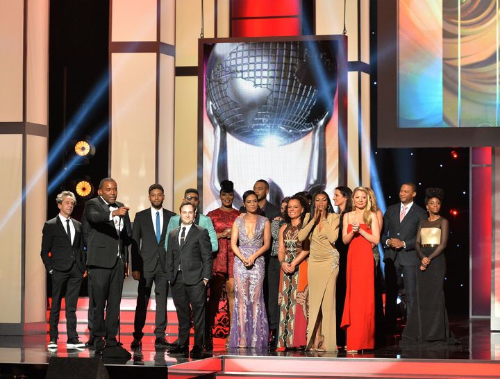 The cast and crew of "Empire" accept the Outstanding Drama Series during the 47th NAACP Image Awards.