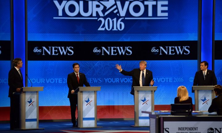 Marco Rubio was a target among GOP candidates at Saturday night's debate in New Hampshire.