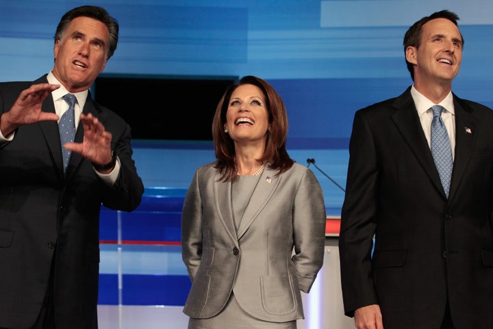 Tim Pawlenty (right) didn't swing and whiff against Mitt Romney (left). He just didn't swing at all.