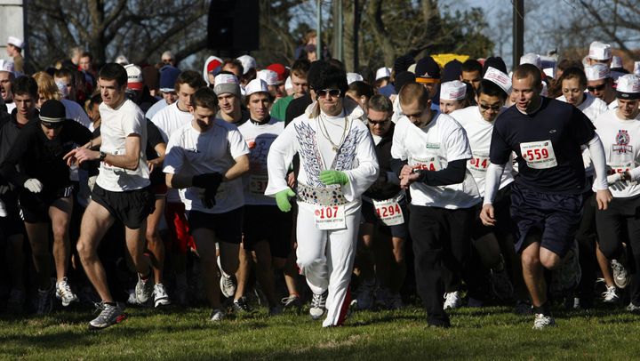 Participants in the 5-mile Krispy Kreme Challenge are seen back in 2007 at North Carolina State University.