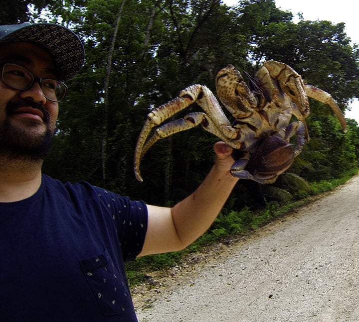 Pierrot described the crabs as being plentiful on the island. A smaller one is seen here.