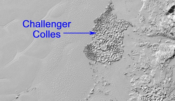 The Challenger Colles have been named in honor of the space shuttle Challenger, which exploded shortly after takeoff on Jan.
