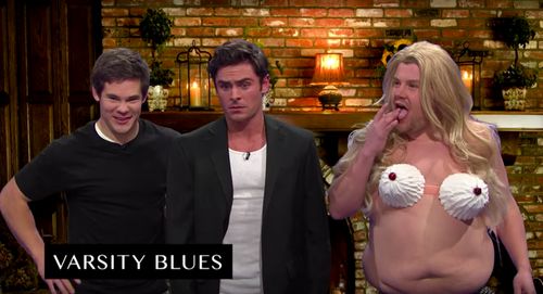 James Corden Pays Homage To Varsity Blues In Whipped Cream