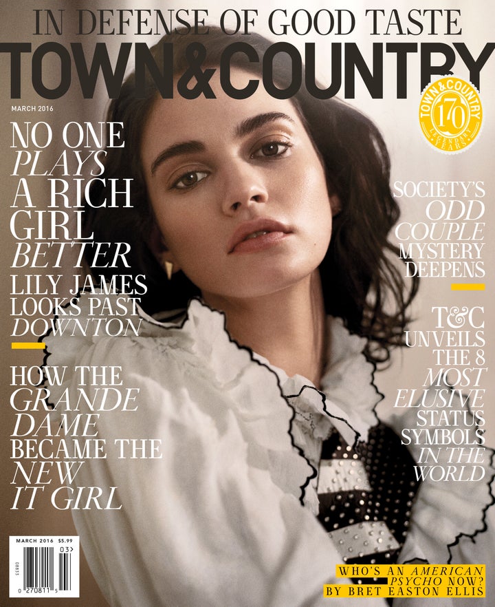 'Cinderella' star Lily James covers the March issue of Town & Country. (Vincent Peters/ Town & Country)