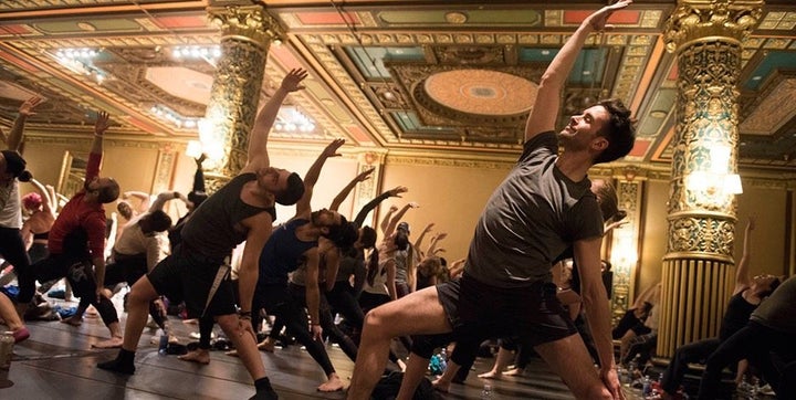 Participants enjoying yoga at the Big Love Weekend.