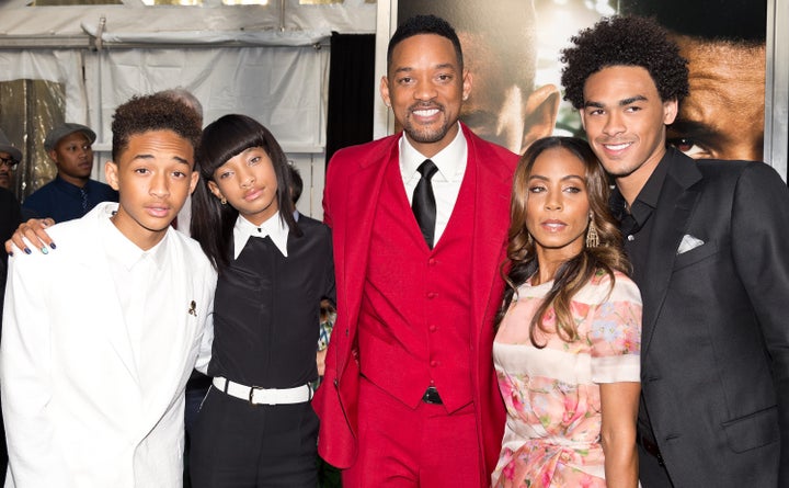 Jaden Smith, Willow Smith, Will Smith, Jada Pinkett Smith and Trey Smith attend the 'After Earth' premiere at Ziegfeld Theater on May 29, 2013 in New York City.