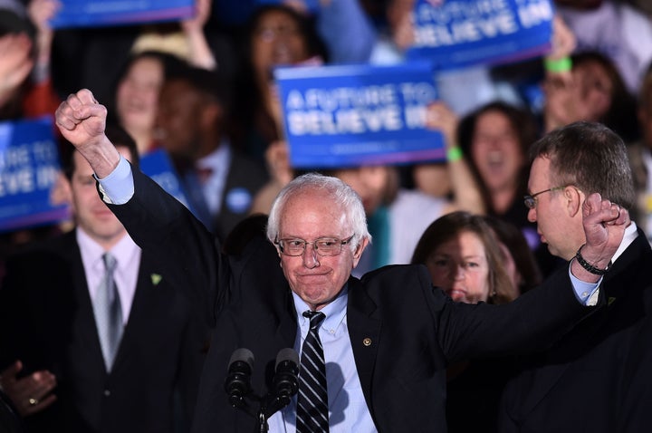 Bernie Sanders, seen here in New Hampshire on Tuesday, has been performing best with young voters and independents.