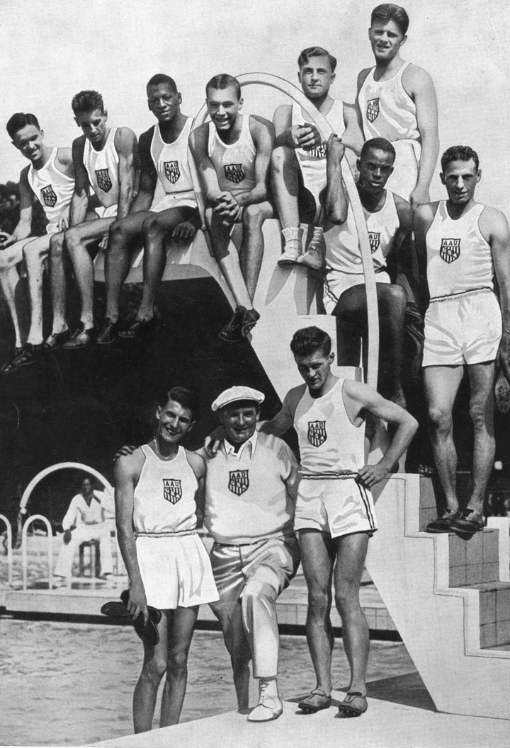 Mack Robinson (up top and third on the left) before the Olympics.