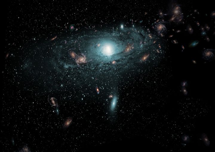 An artist’s interpretation of the galaxies located in the "Zone of Avoidance."