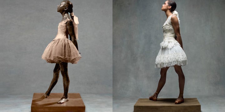 Copeland as Degas's "Little Dancer Aged Fourteen" in a Alexander McQueen dress. 