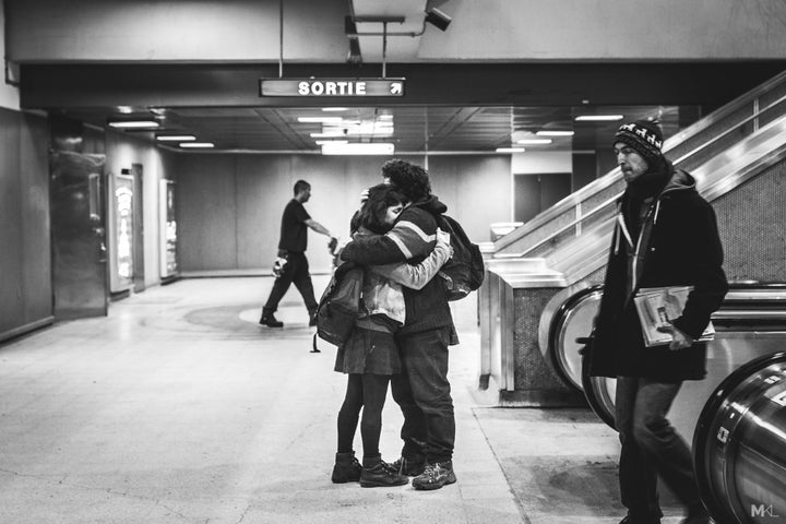 A sweet embrace in Montreal. 