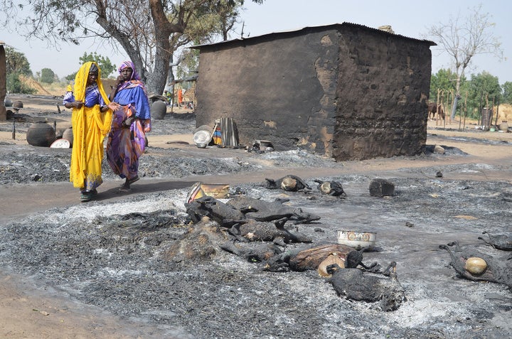Women flee from Boko Haram attacks in Mairi village on Feb. 6. Information out of northeast Nigeria is often patchy