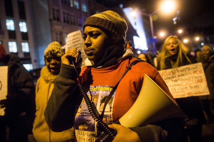 Erica Garner, seen here protesting the lack of an indictment for the officer that put her father in a chokehold that led to his death, stars in a new ad endorsing presidential candidate Bernie Sanders.