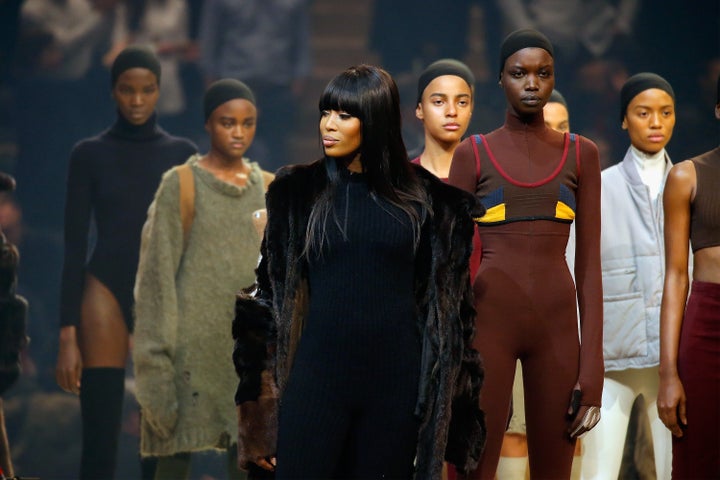 Naomi Campbell strikes a pose at the Yeezy Season 3 fashion show. 