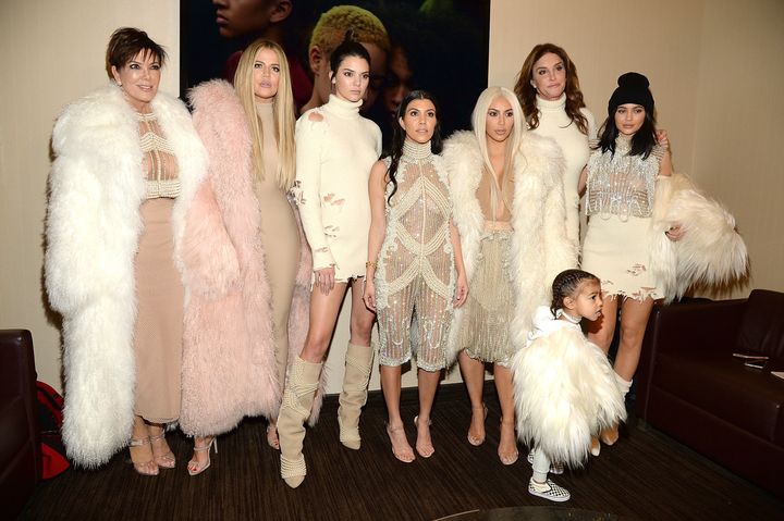 The Kardashian/Jenner/West family dressed in Balmain x Yeezy while attending the Yeezy Season 3 event. 