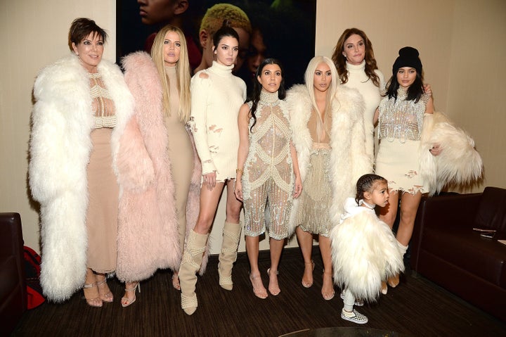 The Kardashian/Jenner/West family dressed in Balmain x Yeezy while attending the Yeezy Season 3 event. 