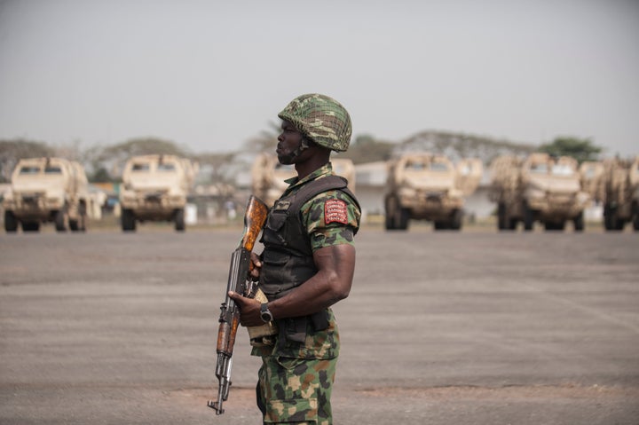 Nigeria's military has recaptured a swath of territory from the group over the past year, but struggled to safeguard the territory from further attacks. In this picture some of the 24 armored vehicles donated by the U.S. to the Nigerian military are paraded in Lagos in January.