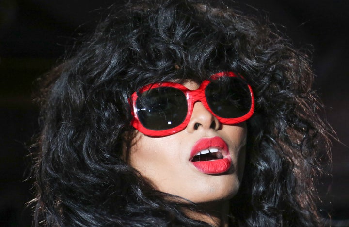 A model poses on the runway during the Texture on the Runway show on Saturday in New York City.