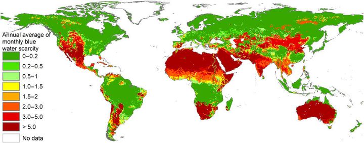 About two-thirds of the world's population faces water scarcity for at least one month out of the year.
