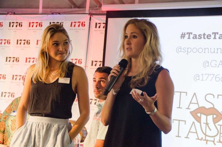 Sarah Adler, left, and Mackenzie Barth, right, speak during an event in Washington, D.C. in 2015 about Spoon University, the website they co-founded. 